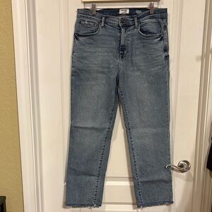 Kensie Jeans Classic Blue Denim Jeans with factory frayed hem